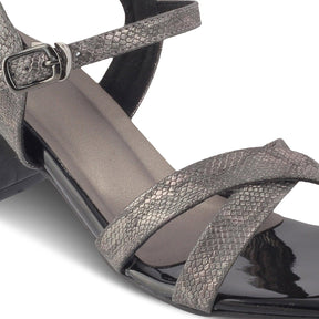 The Milano Pewter Women's Dress Block Heel Sandals Tresmode - Tresmode