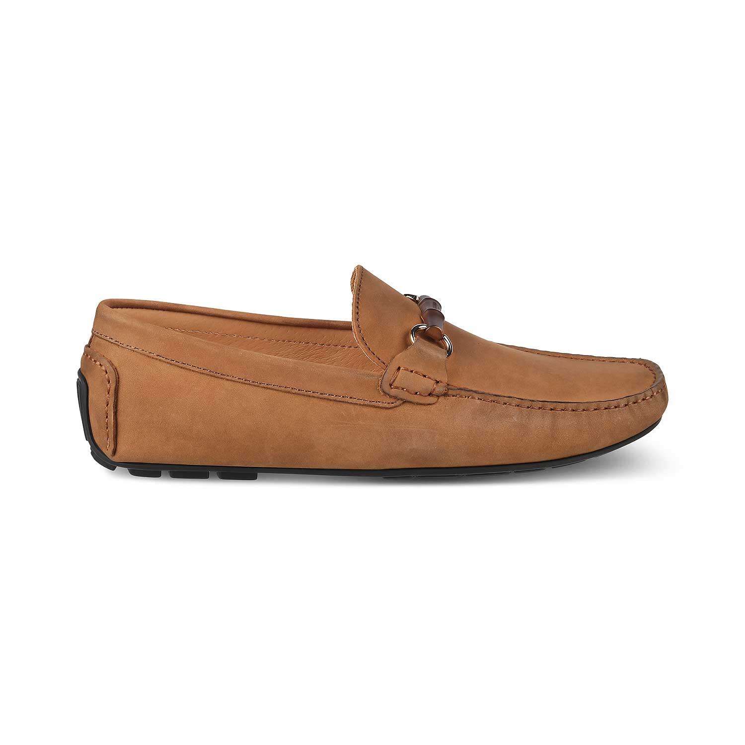 The Monize Tan Men's Leather Driving Loafers Tresmode - Tresmode