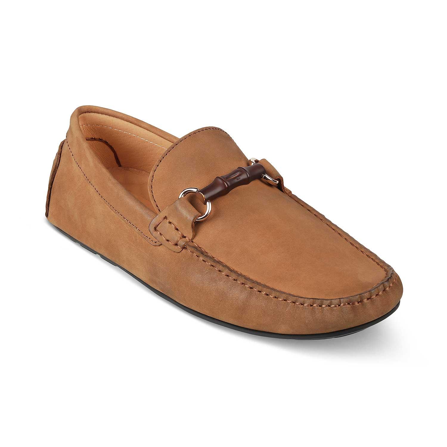 The Monize Tan Men's Leather Driving Loafers Tresmode - Tresmode