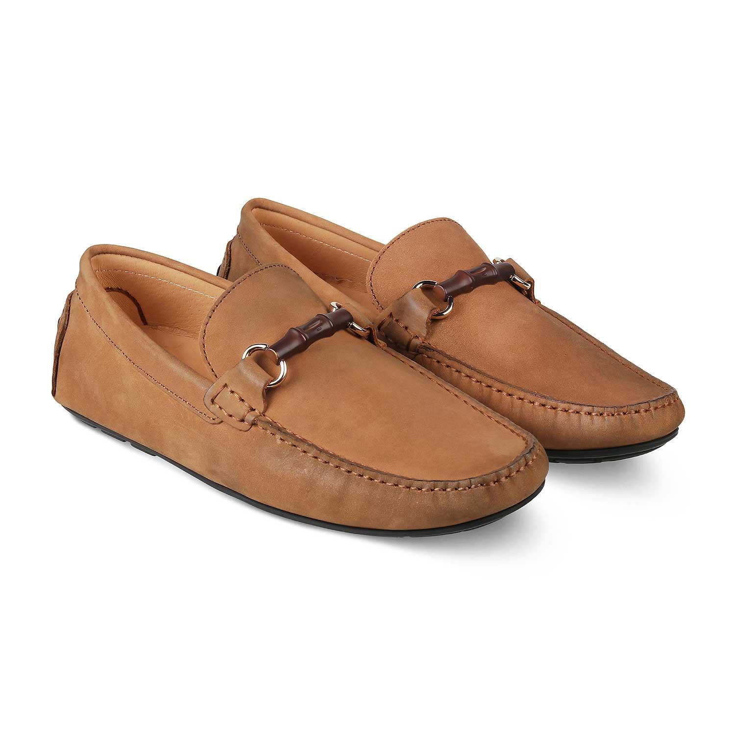 The Monize Tan Men's Leather Driving Loafers Tresmode - Tresmode