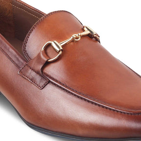 The Niko-2 Tan Men's Horse-Bit Leather Loafers Tresmode - Tresmode