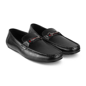 The Ondrive Black Men's Leather Driving Loafers Tresmode - Tresmode