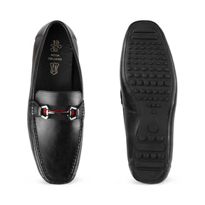 The Ondrive Black Men's Leather Driving Loafers Tresmode - Tresmode
