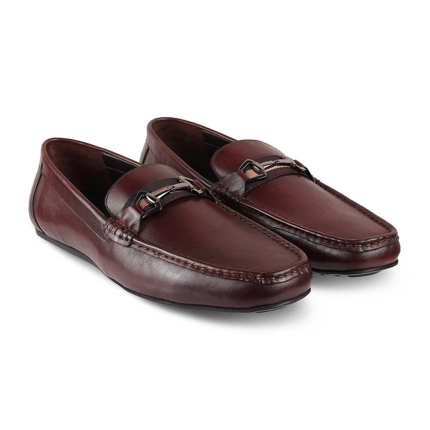 The Ondrive Brown Men's Leather Driving Loafers Tresmode - Tresmode