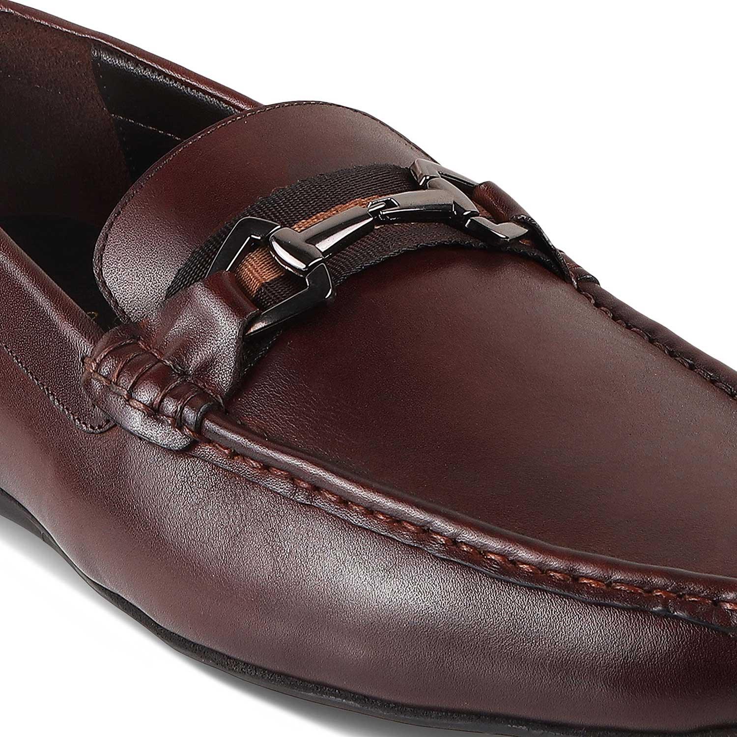 The Ondrive Brown Men's Leather Driving Loafers Tresmode - Tresmode