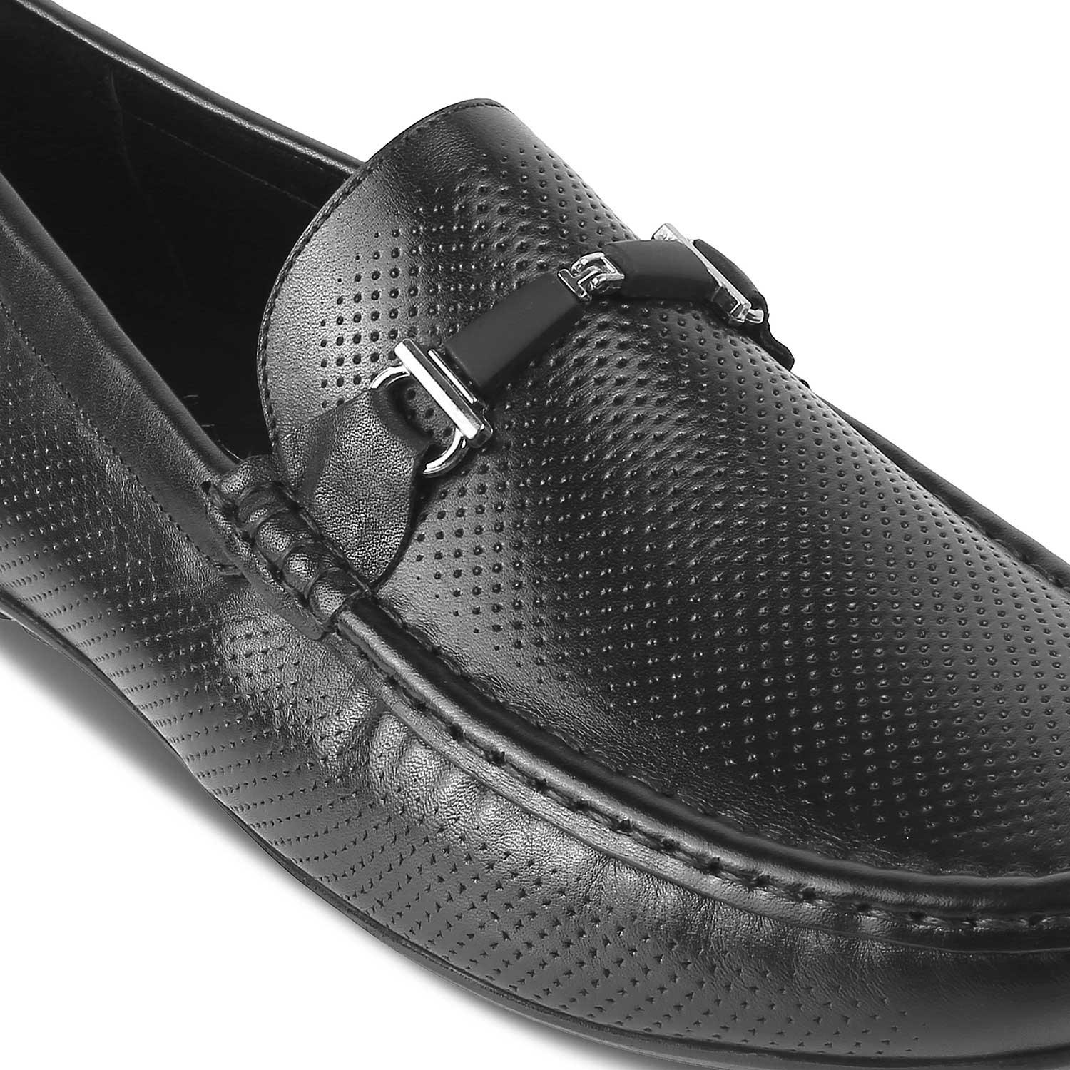 The Open Black Men's Leather Loafers - Tresmode