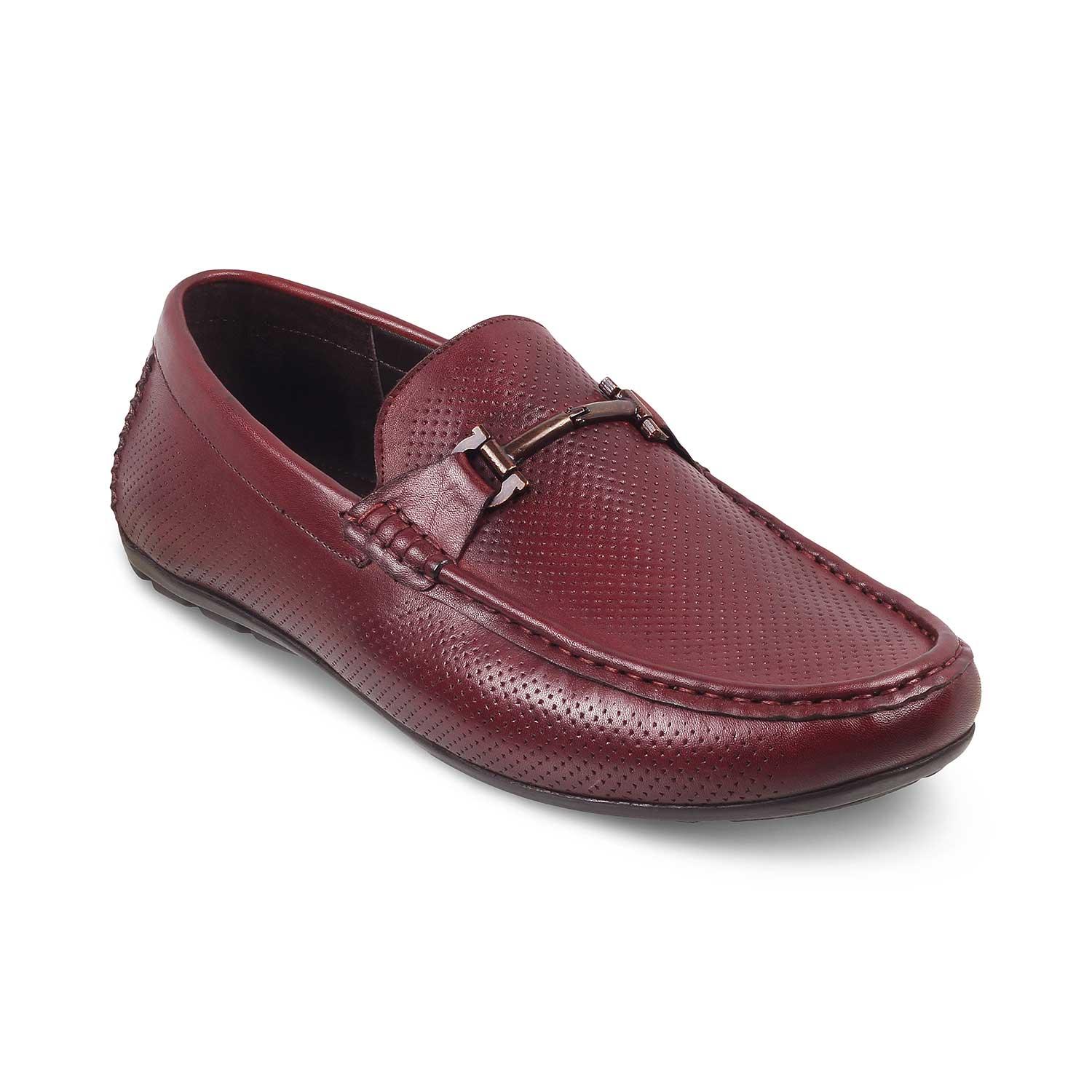 The Osteel-2 Wine Men's Leather Loafers - Tresmode