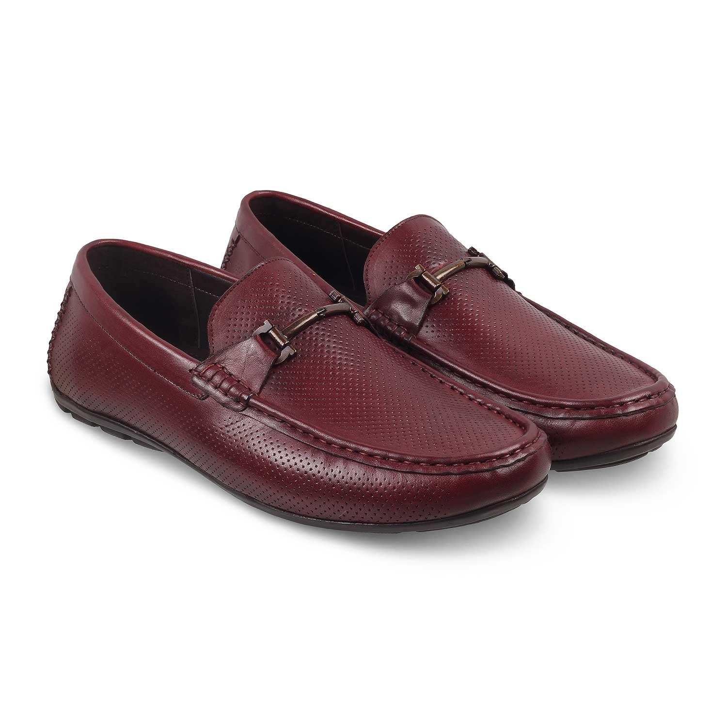 The Osteel-2 Wine Men's Leather Loafers - Tresmode