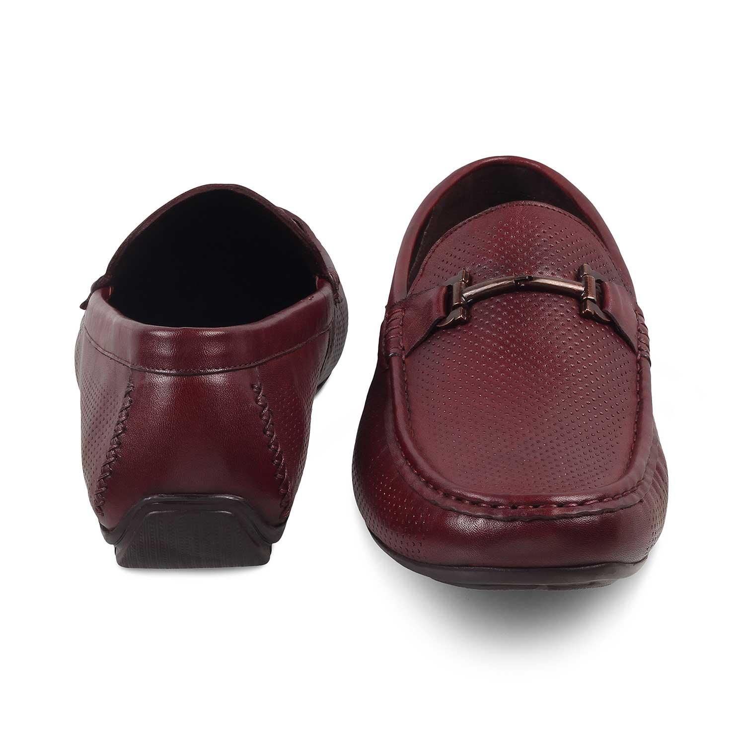 The Osteel-2 Wine Men's Leather Loafers - Tresmode