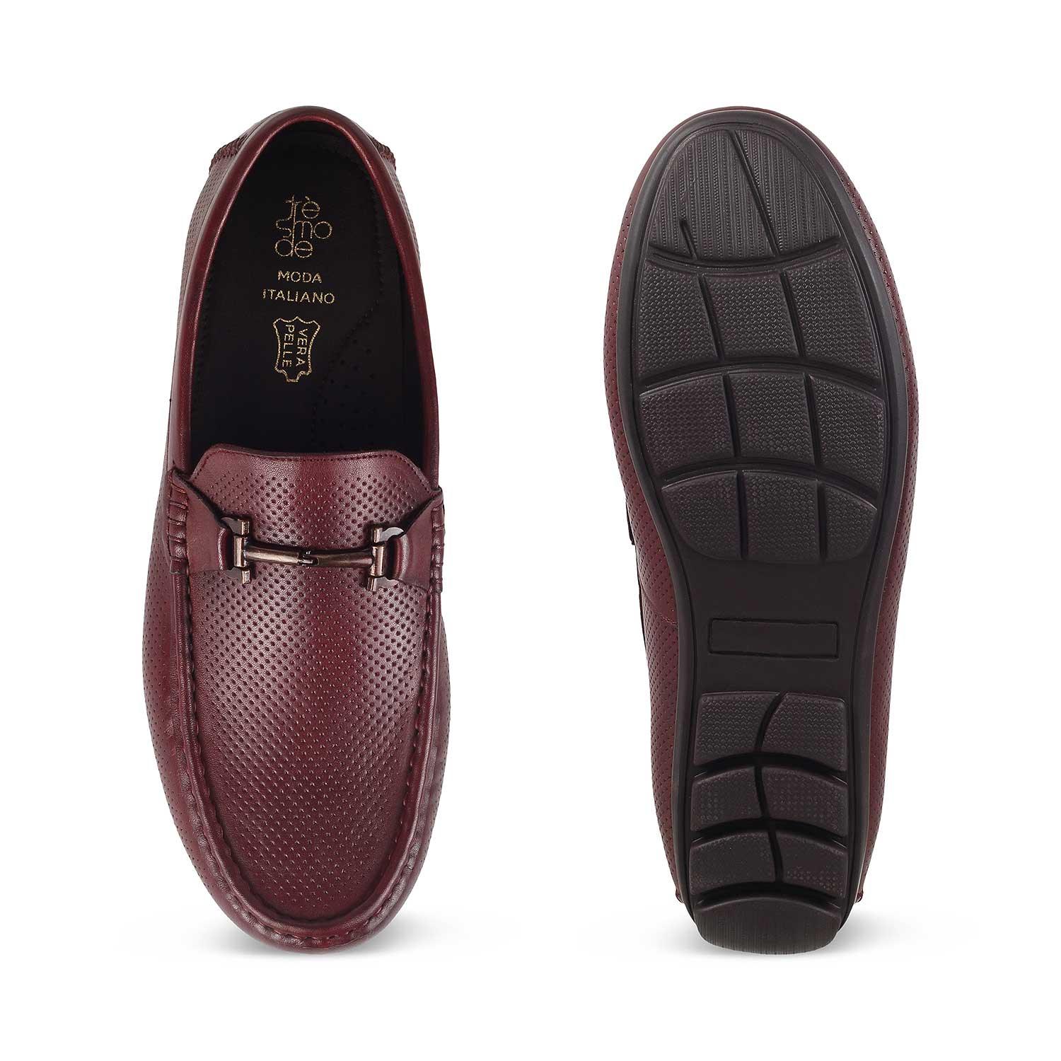 The Osteel-2 Wine Men's Leather Loafers - Tresmode