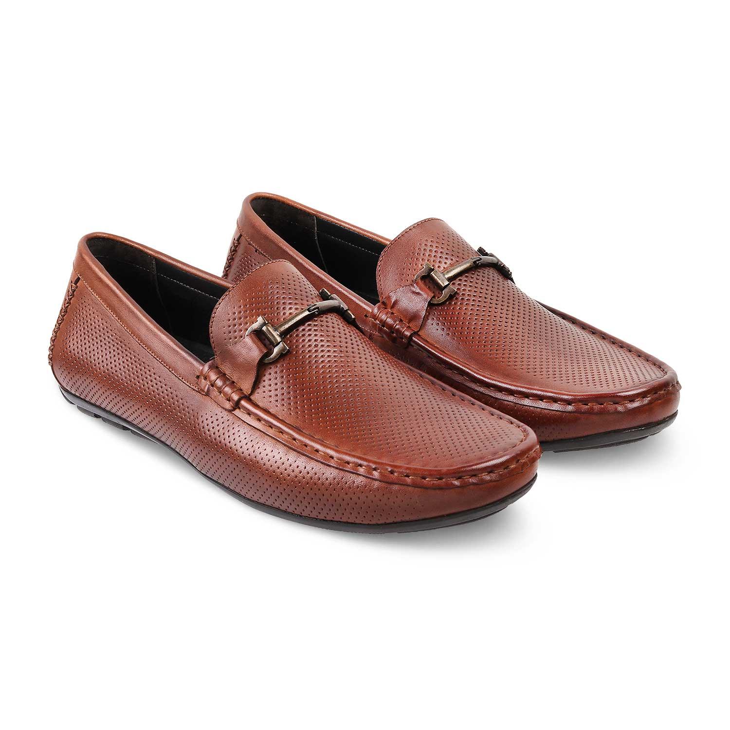 The Osteel Tan Men's Leather Loafers - Tresmode