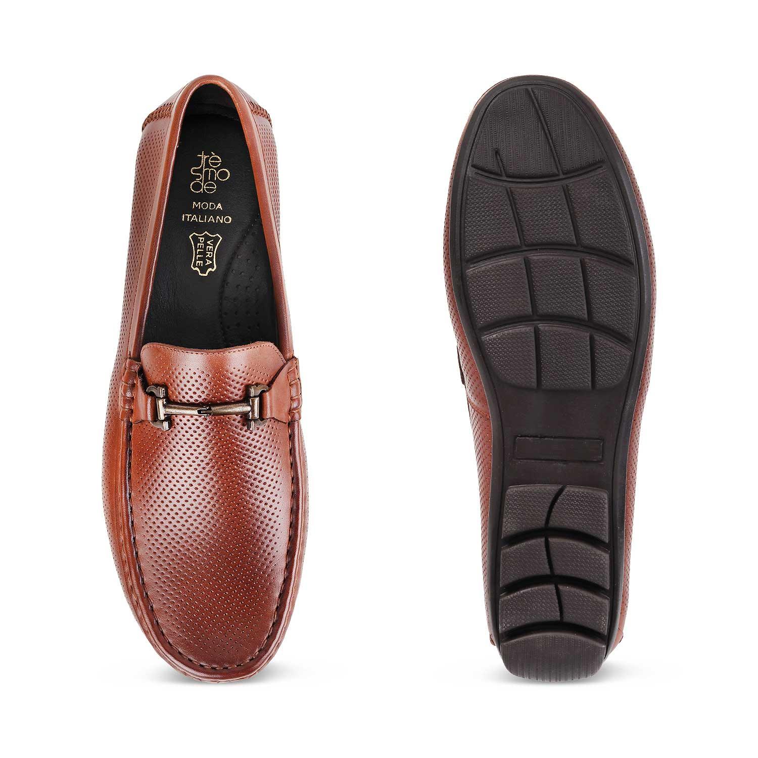 The Osteel Tan Men's Leather Loafers - Tresmode