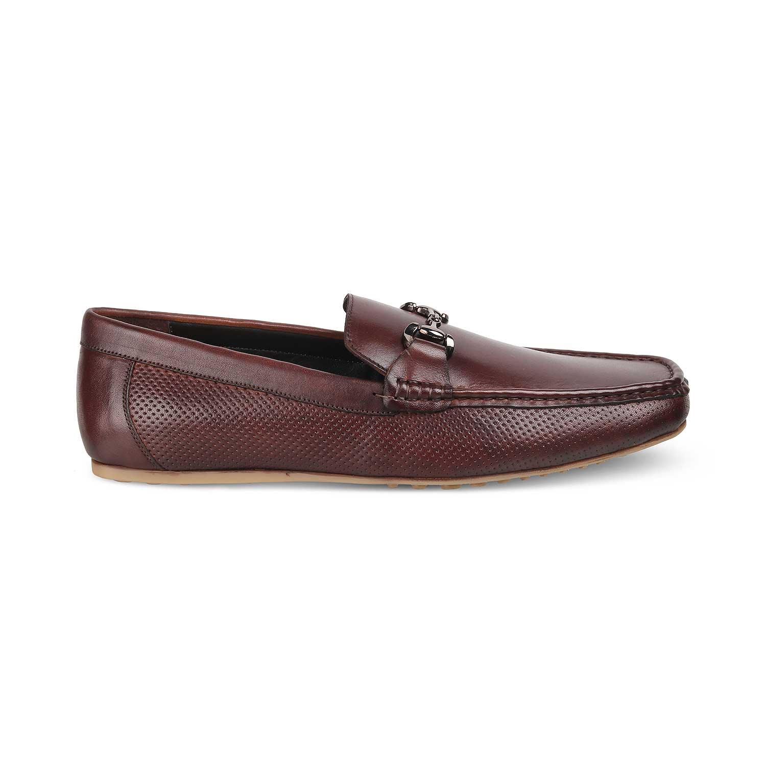 The Otter Brown Men's Leather Driving Loafers Tresmode - Tresmode