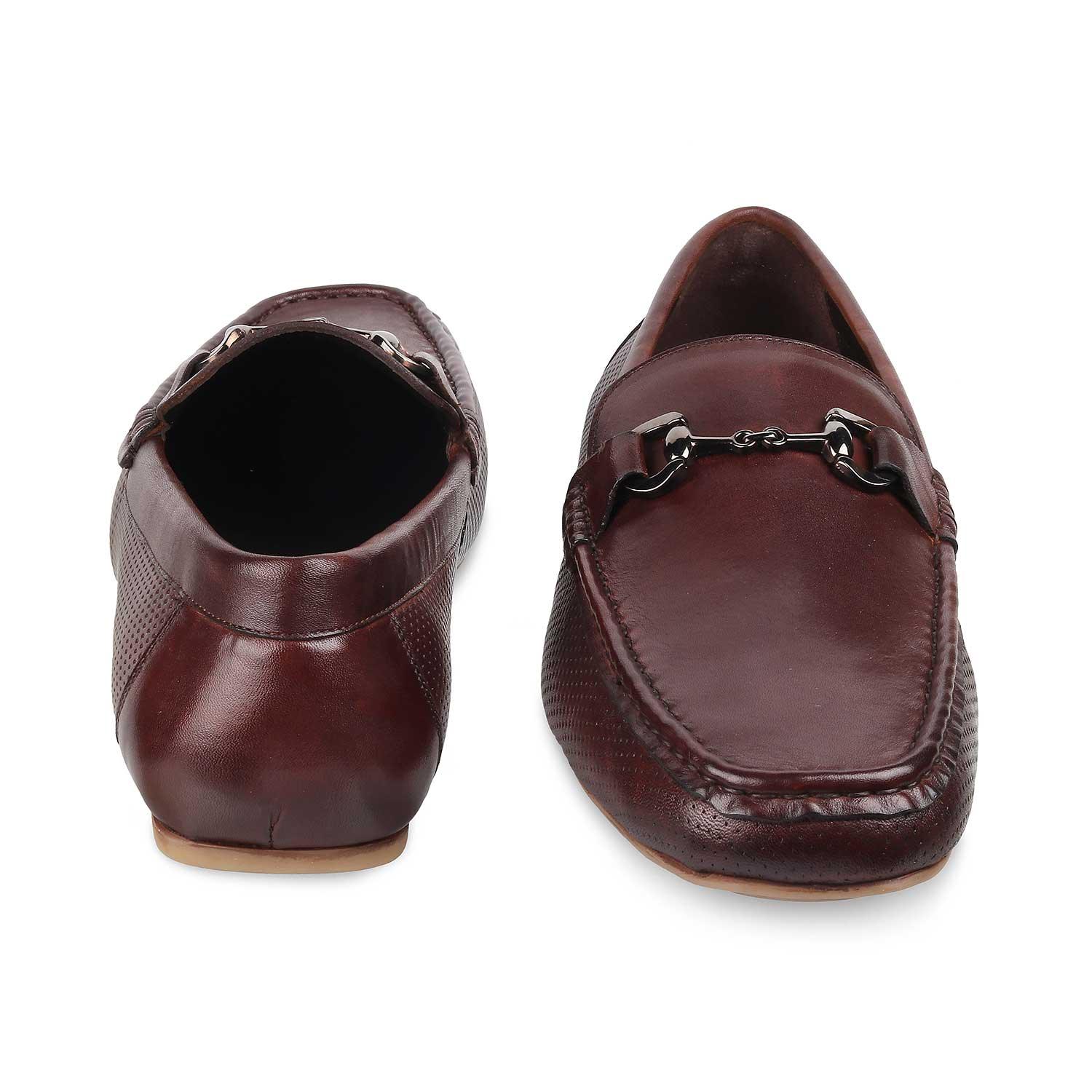 The Otter Brown Men's Leather Driving Loafers Tresmode - Tresmode