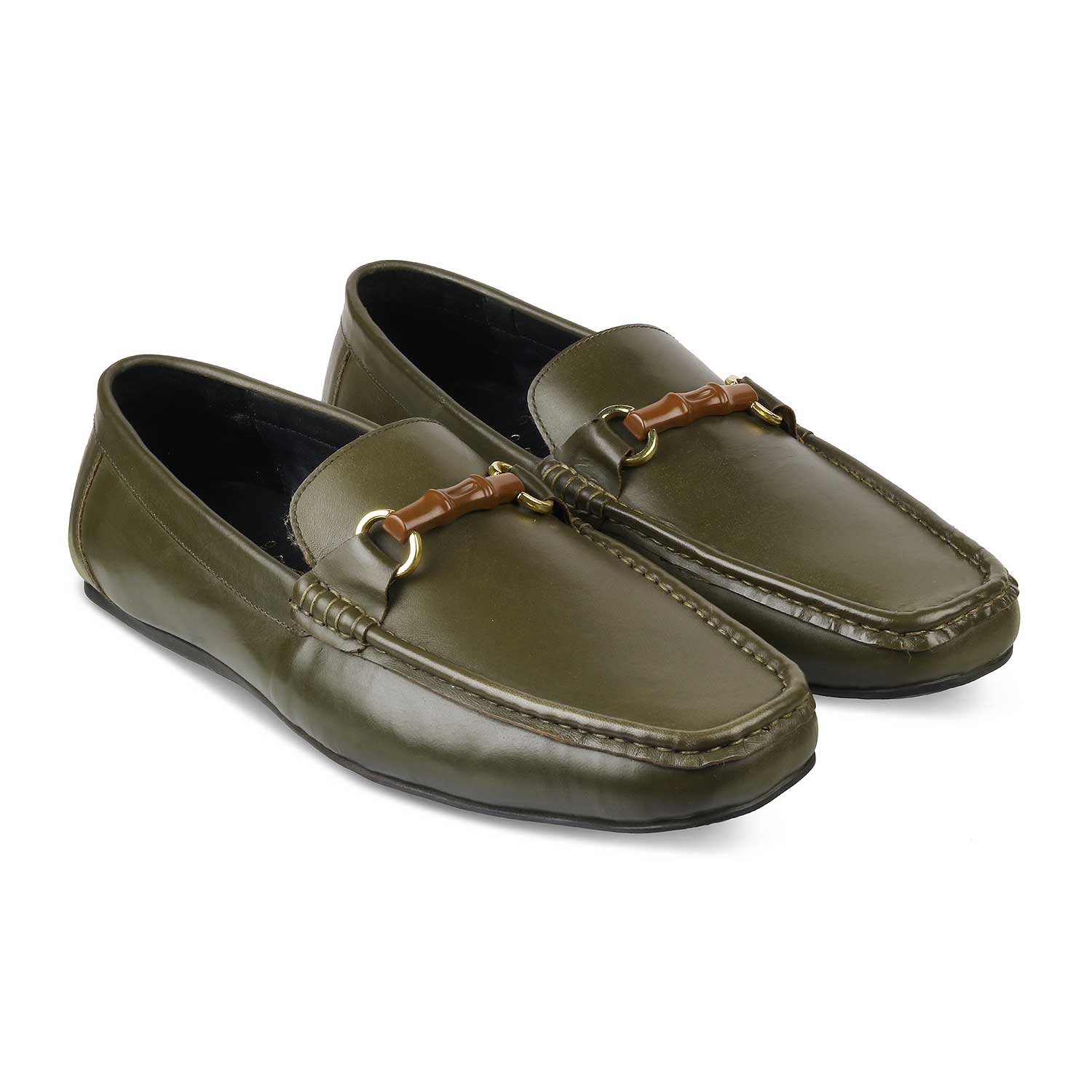 The Porter-2 Green Men's Leather Loafers Tresmode - Tresmode