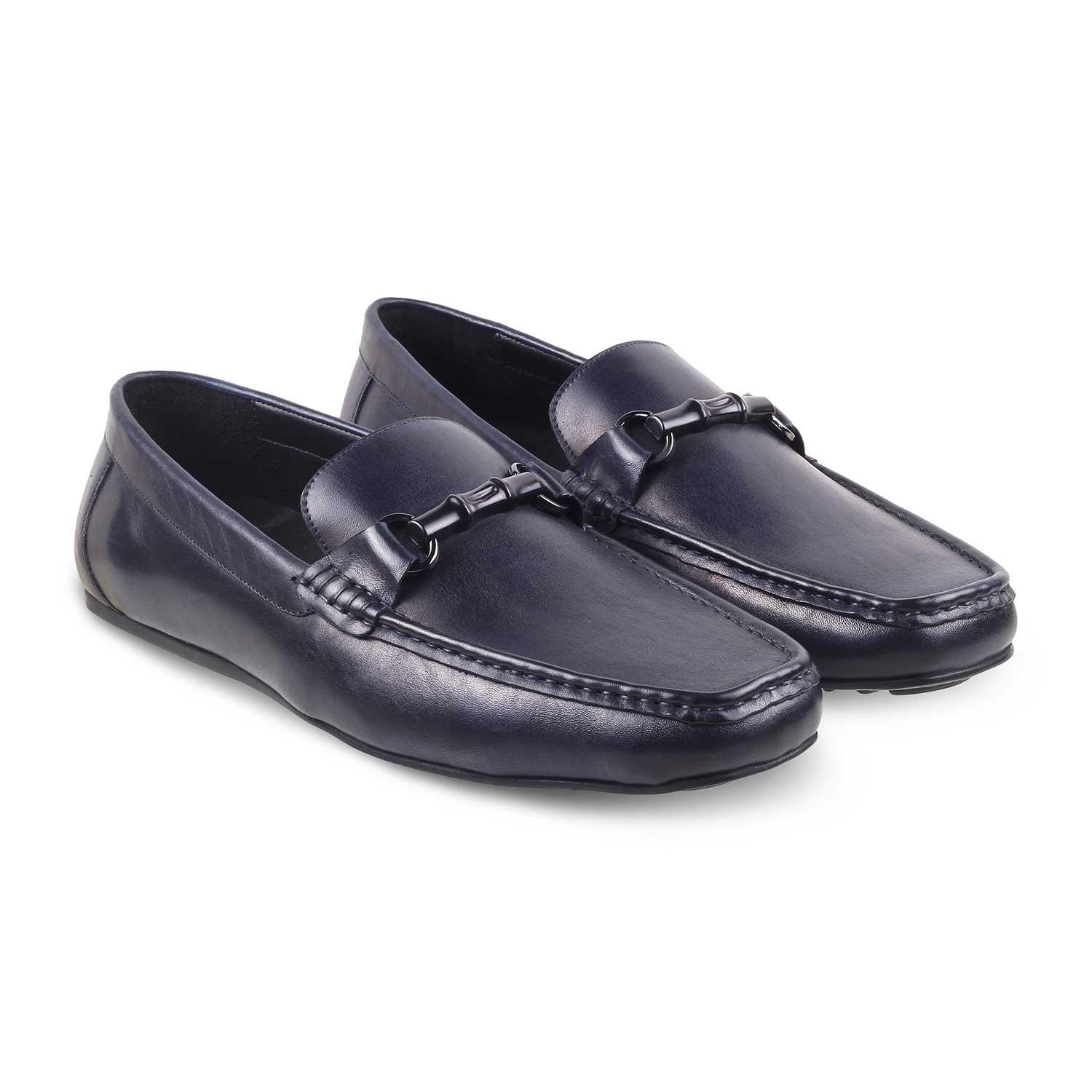 The Porter Navy Men's Leather Loafers Tresmode - Tresmode