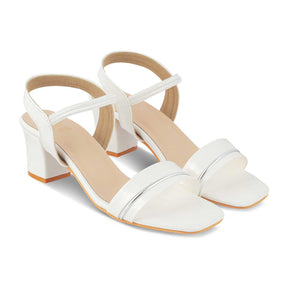 The Rachel White Women's Dress Block Heel Sandals Tresmode - Tresmode