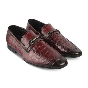 The Reptile Wine Mens Leather Loafers - Tresmode