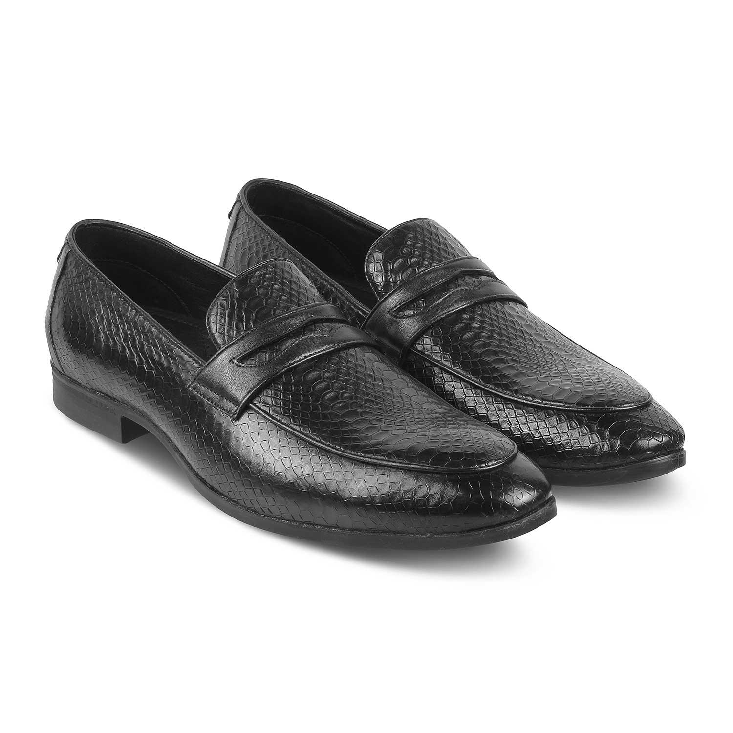 The Rosnake Black Men's Leather Loafers Tresmode - Tresmode