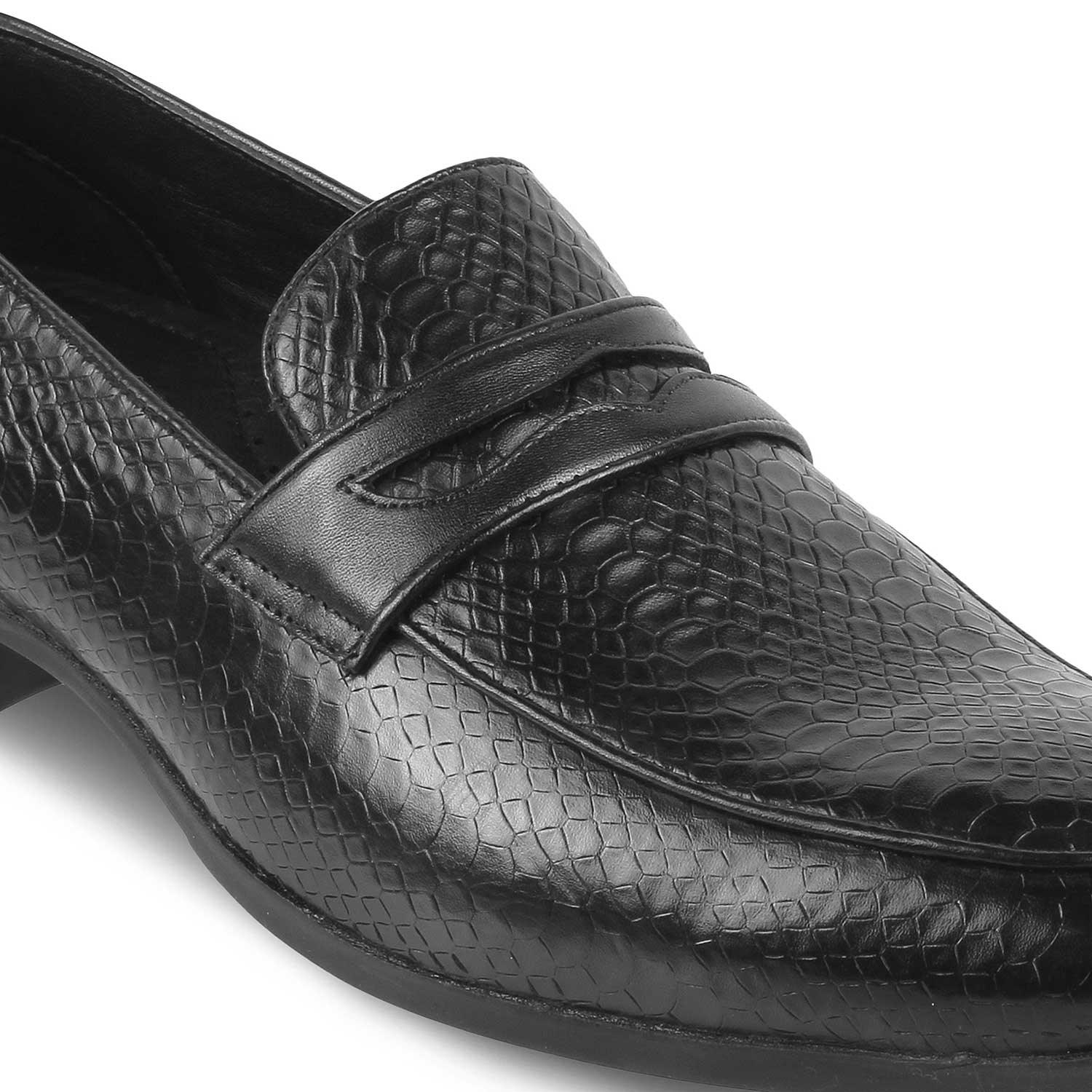 The Rosnake Black Men's Leather Loafers Tresmode - Tresmode