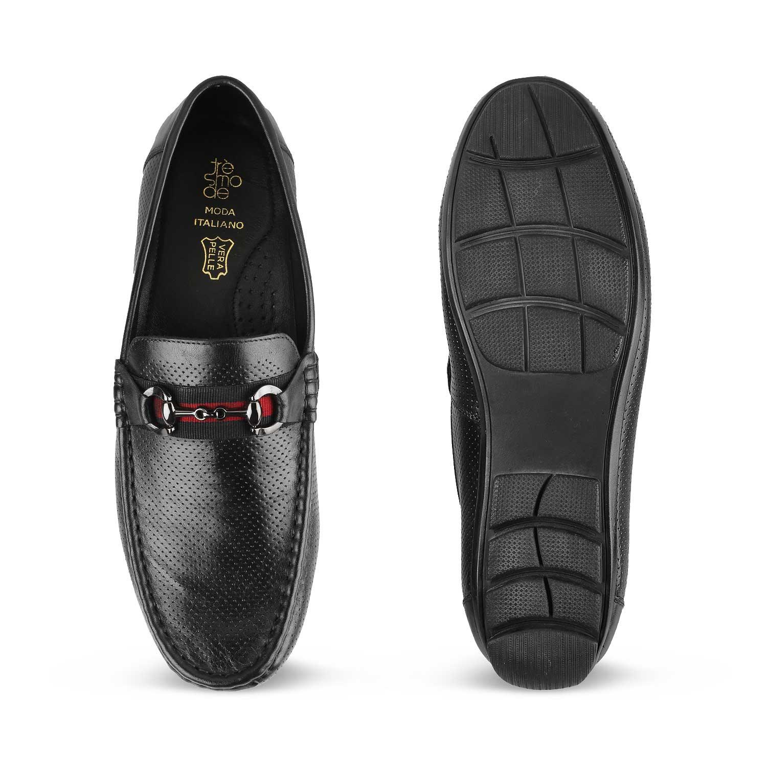 The Rottervam Black Mens Driving Leather Loafer - Tresmode