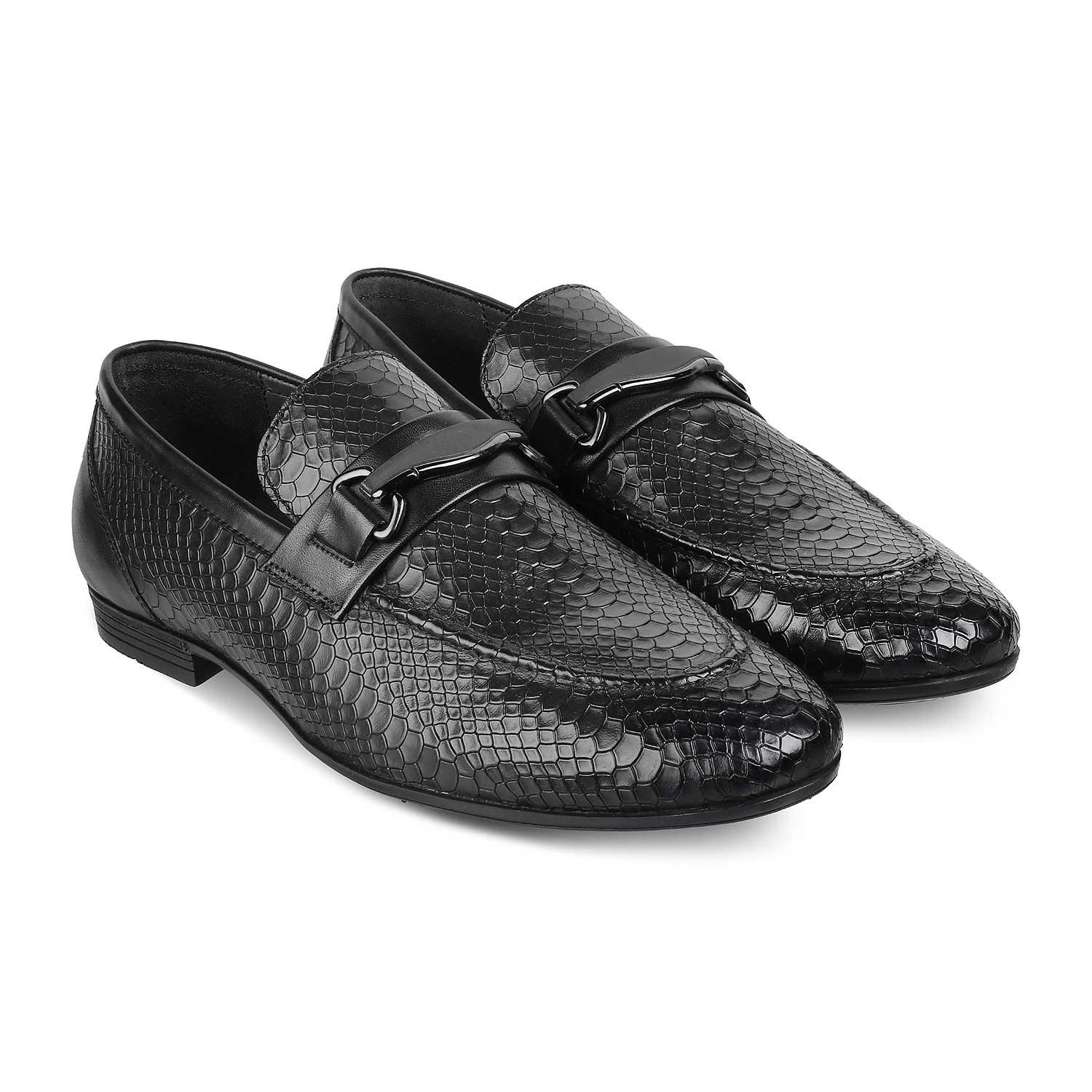 The Rytom Black Men's Leather Loafers Tresmode - Tresmode