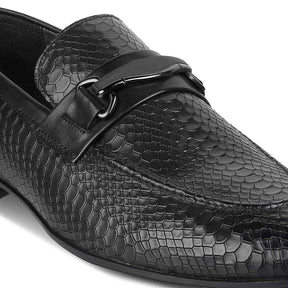 The Rytom Black Men's Leather Loafers Tresmode - Tresmode