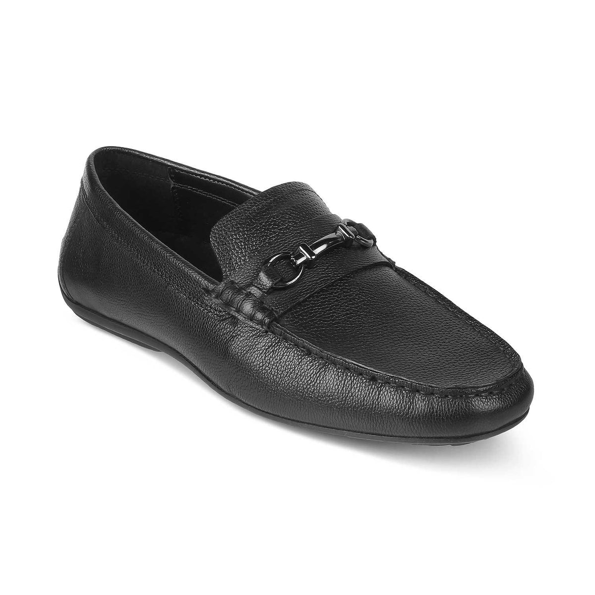 The Sandee Black Men's Leather Driving Loafers Tresmode - Tresmode