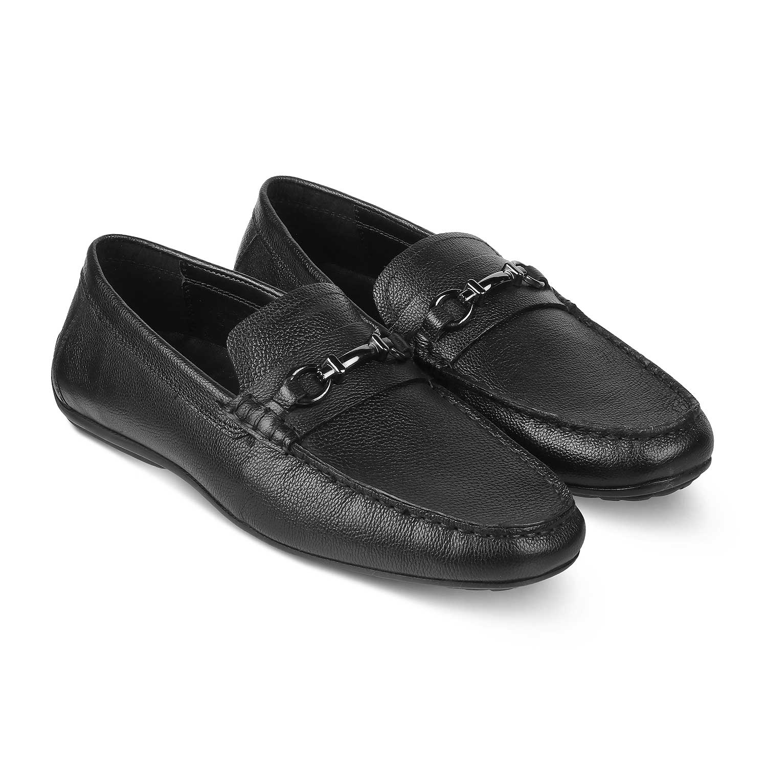 The Sandee Black Men's Leather Driving Loafers Tresmode - Tresmode