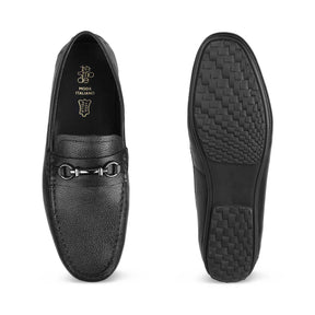 The Sandee Black Men's Leather Driving Loafers Tresmode - Tresmode