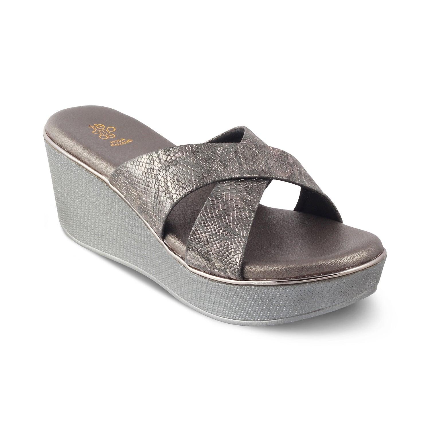 The Savvy Pewter Women's Dress Wedge Sandals Tresmode - Tresmode