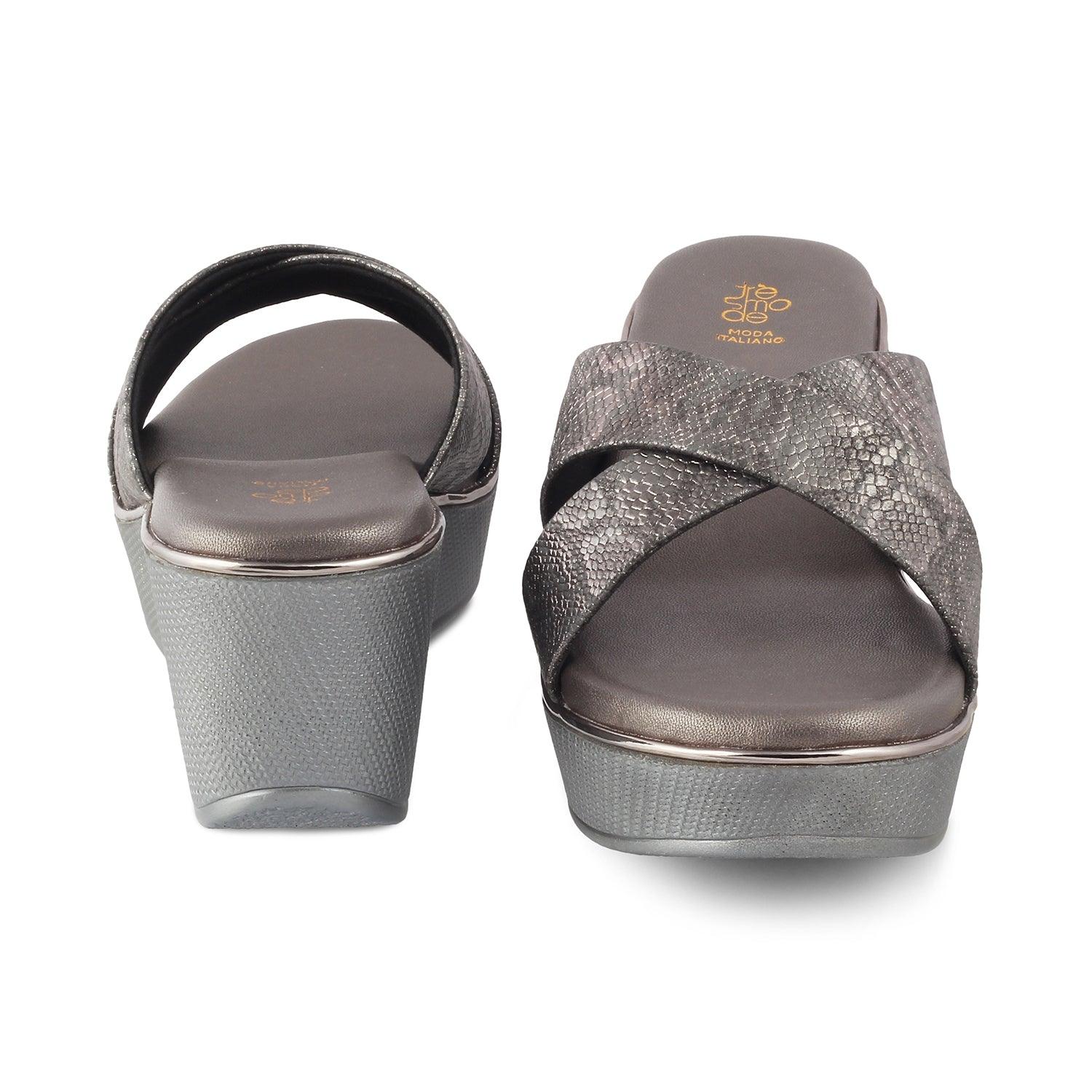 The Savvy Pewter Women's Dress Wedge Sandals Tresmode - Tresmode