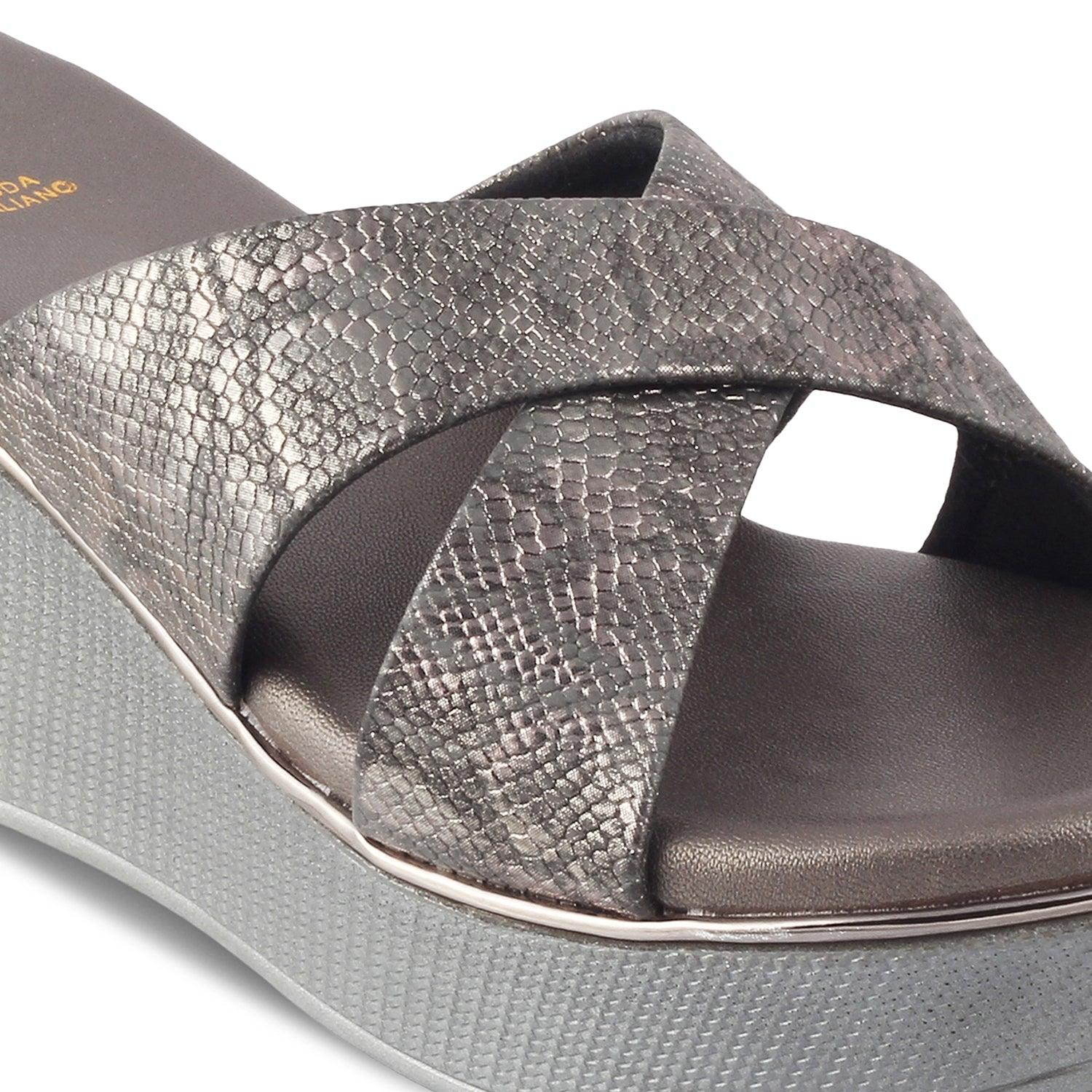 The Savvy Pewter Women's Dress Wedge Sandals Tresmode - Tresmode