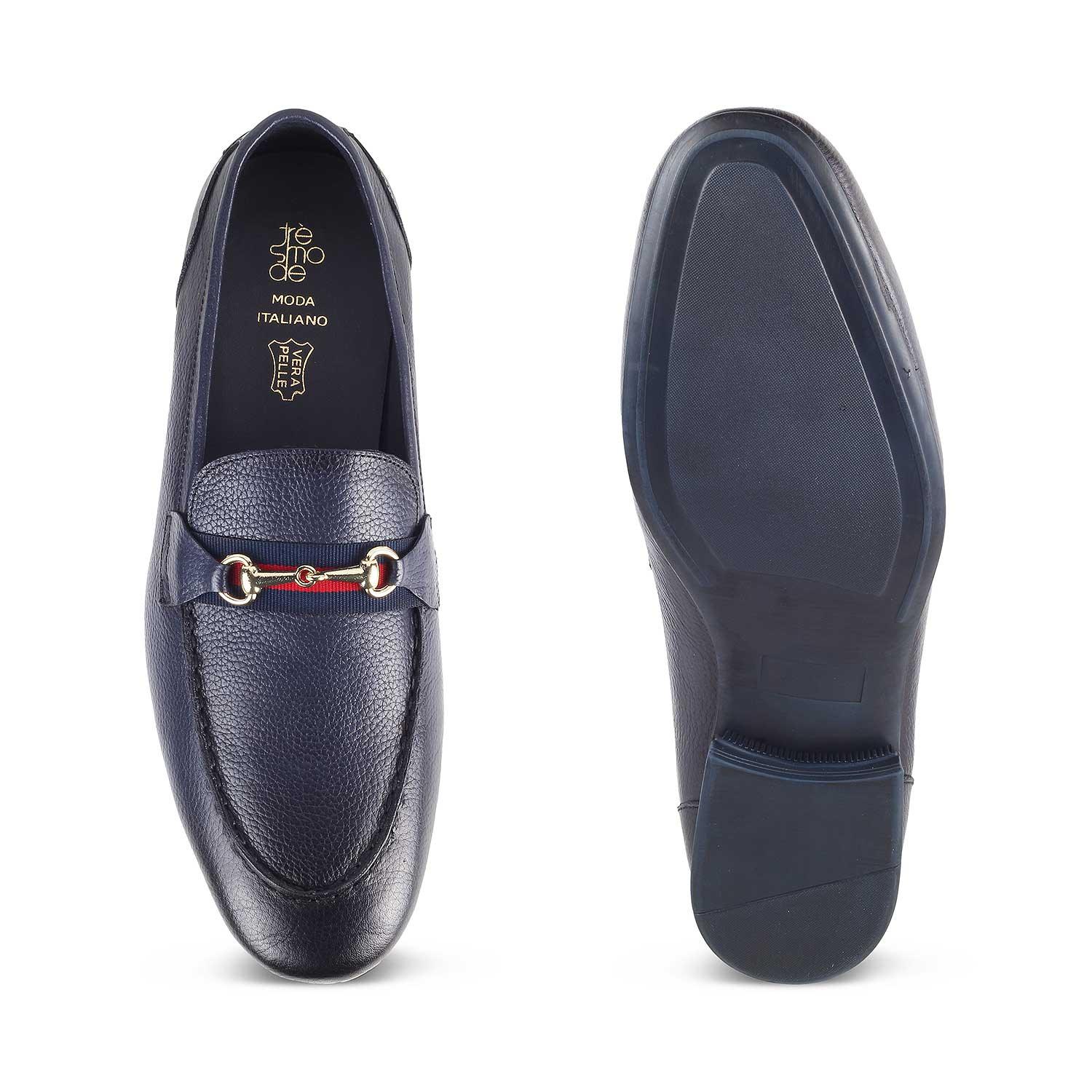 The Sen Blue Men's Leather Loafers Tresmode - Tresmode