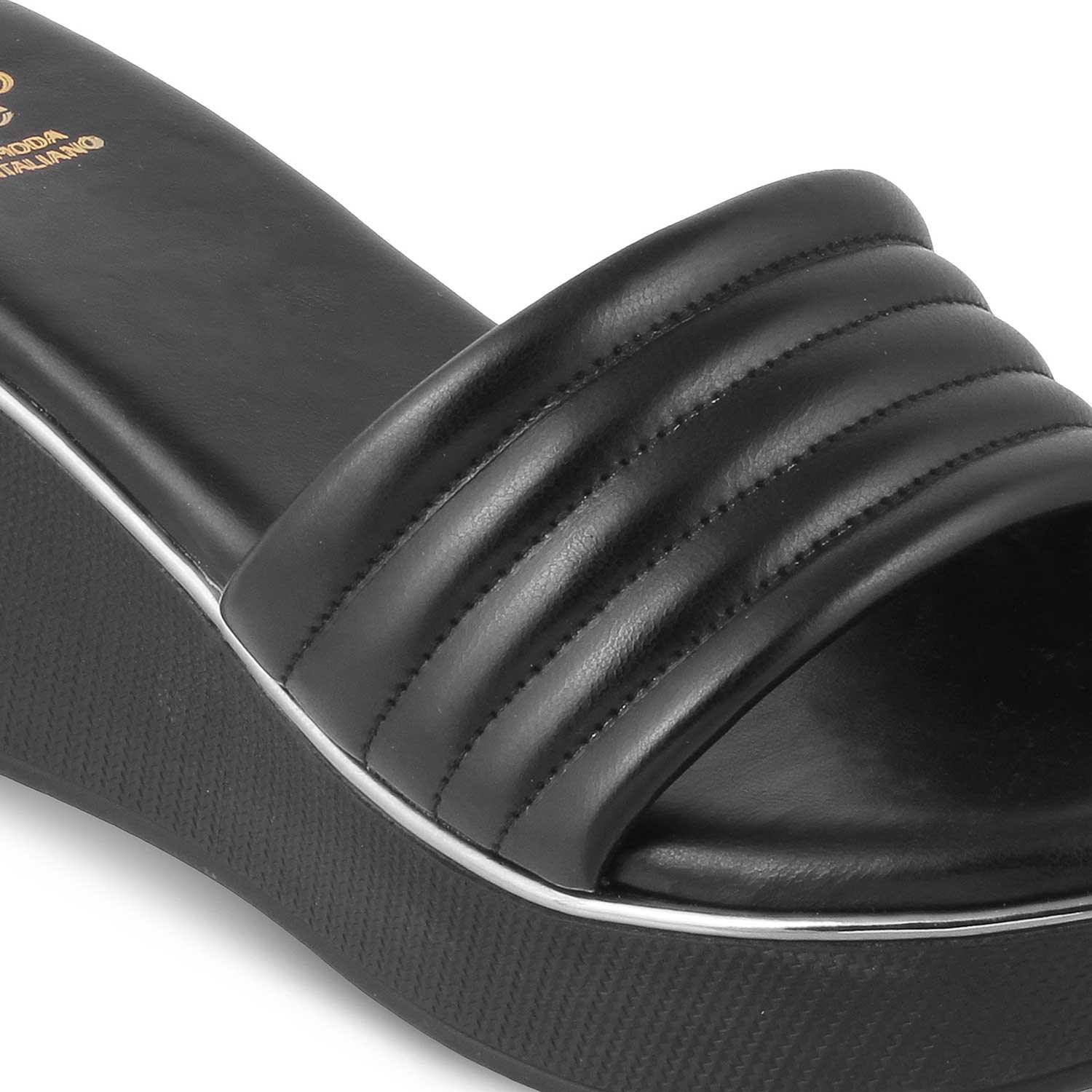 The Skledge Black Women's Dress Wedge Sandals Tresmode - Tresmode