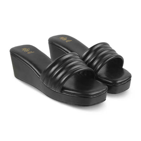 The Skyler Black Women's Casual Wedge Heel Sandals Tresmode - Tresmode