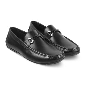 The Sobuck Black Men's Leather Driving Loafers Tresmode - Tresmode