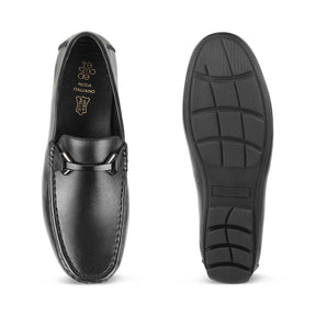 The Sobuck Black Men's Leather Driving Loafers Tresmode - Tresmode