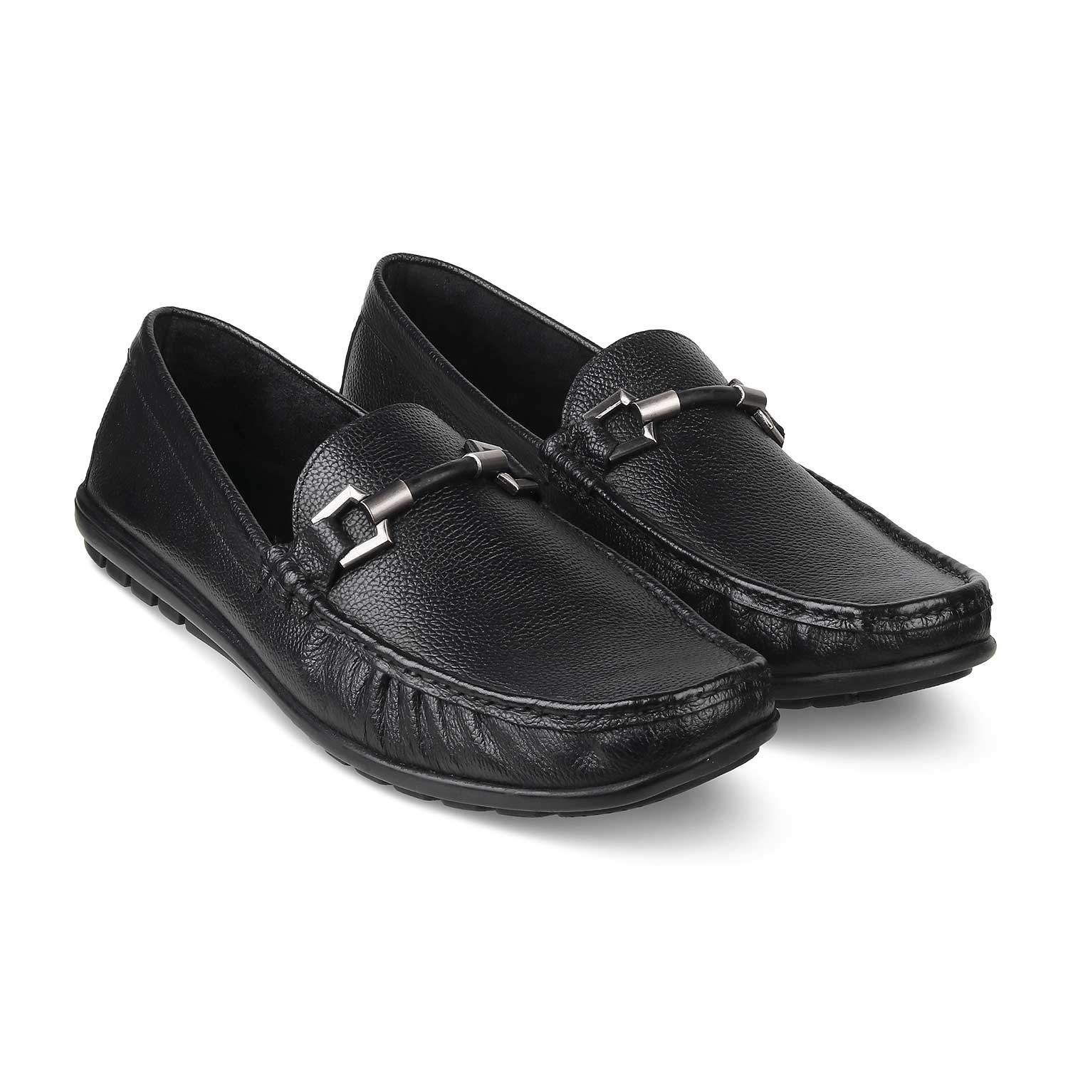 The Uffizi Black Men's Leather Loafers Tresmode - Tresmode