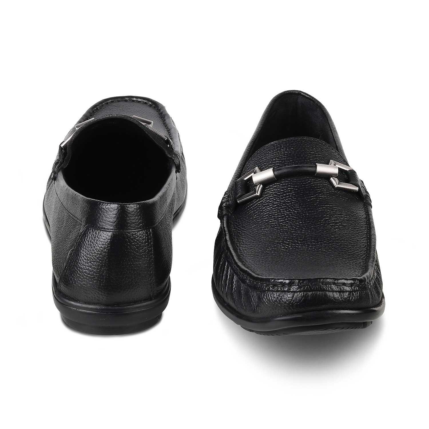 The Uffizi Black Men's Leather Loafers Tresmode - Tresmode