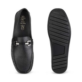 The Uffizi Black Men's Leather Loafers Tresmode - Tresmode