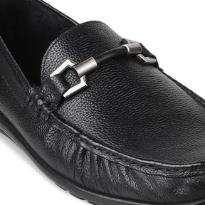 The Uffizi Black Men's Leather Loafers Tresmode - Tresmode