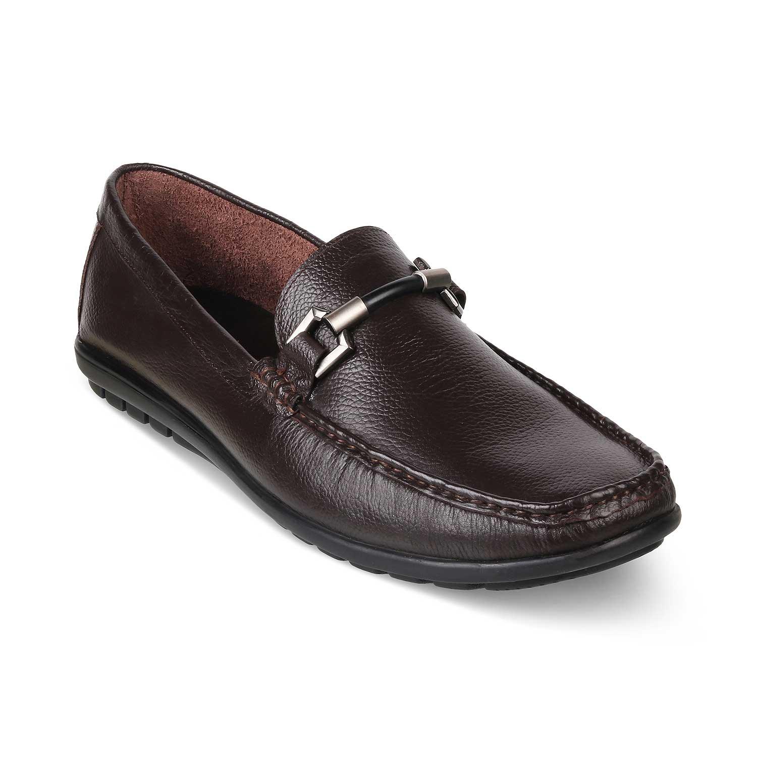 The Uffizi Brown Men's Leather Loafers Tresmode - Tresmode