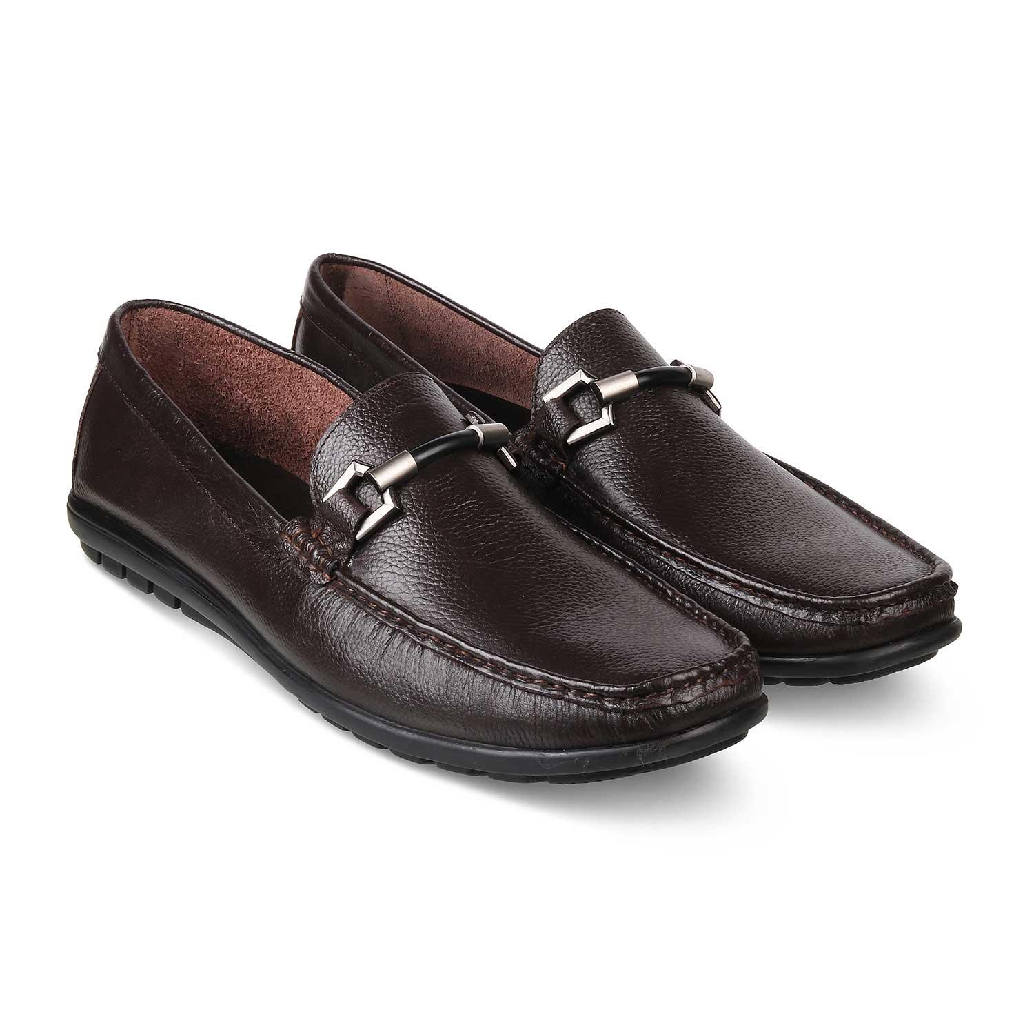 The Uffizi Brown Men's Leather Loafers Tresmode - Tresmode