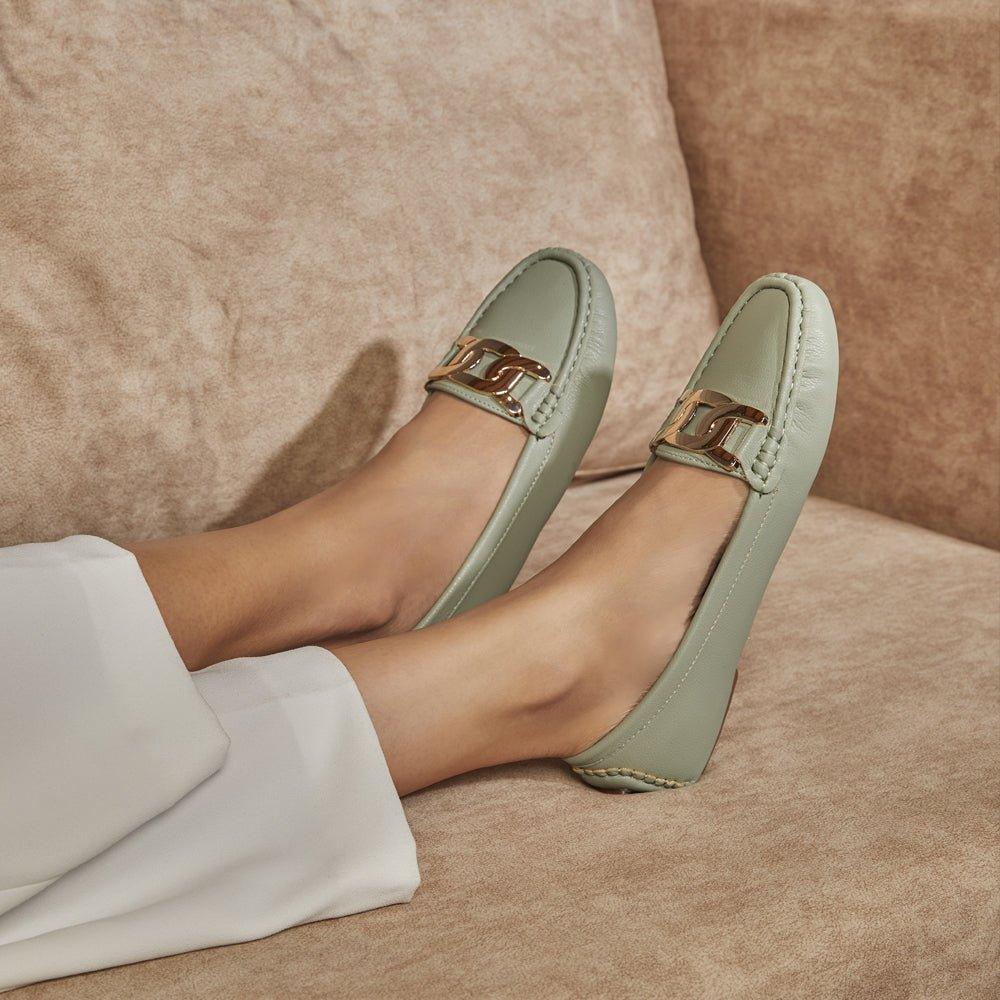 The Yon New Green Women's Dress Loafers Tresmode - Tresmode