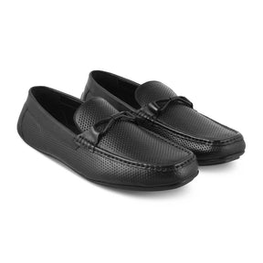 The Yoti Black Men's Leather Driving Loafers Tresmode - Tresmode