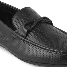 The Yoti Black Men's Leather Driving Loafers Tresmode - Tresmode