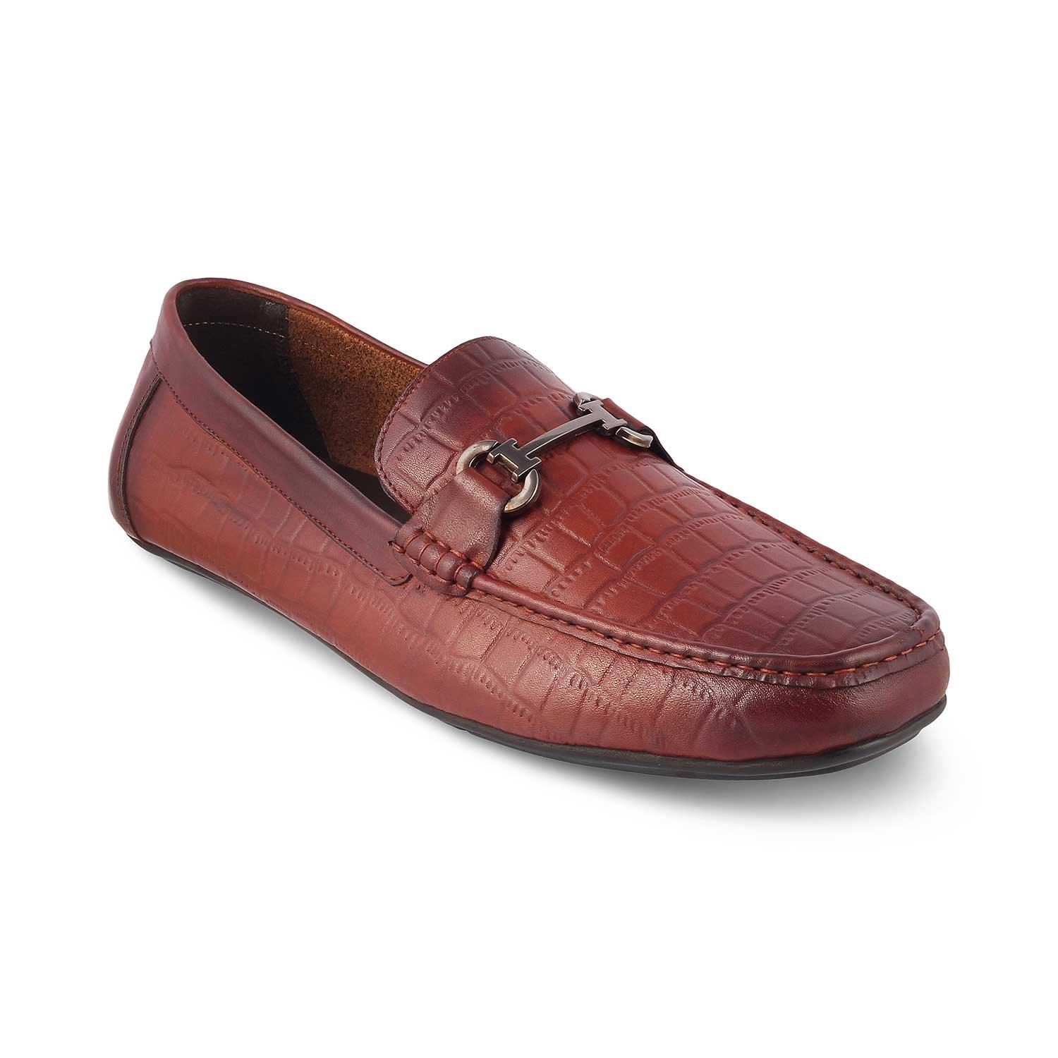 The Yoxile Tan Men's Leather Driving Loafers Tresmode - Tresmode