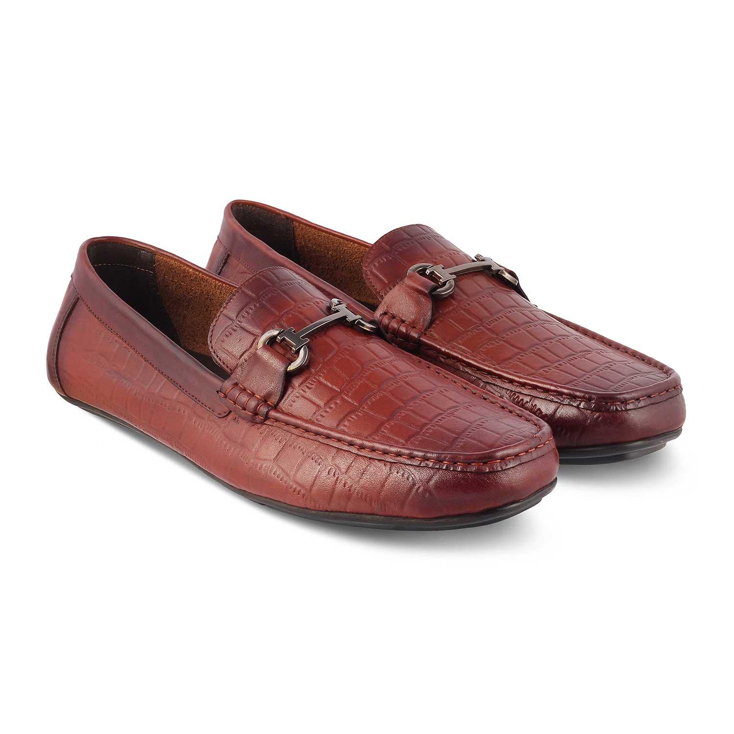 The Yoxile Tan Men's Leather Driving Loafers Tresmode - Tresmode